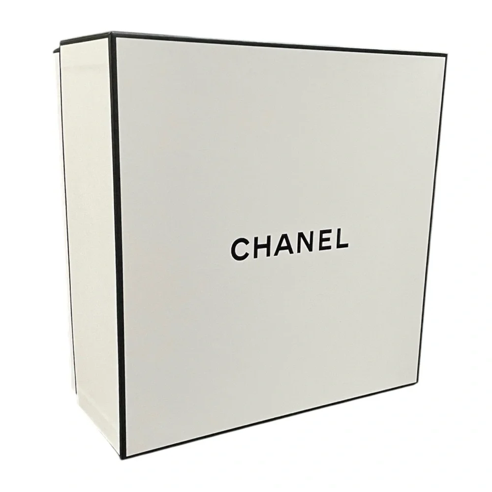 CHANEL White Black Square Box with Stuffing & Wrapping Paper